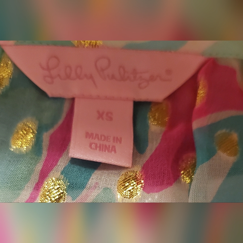 Lilly Pulitzer Pink and Gold Patterned Top - Picture 4 of 4